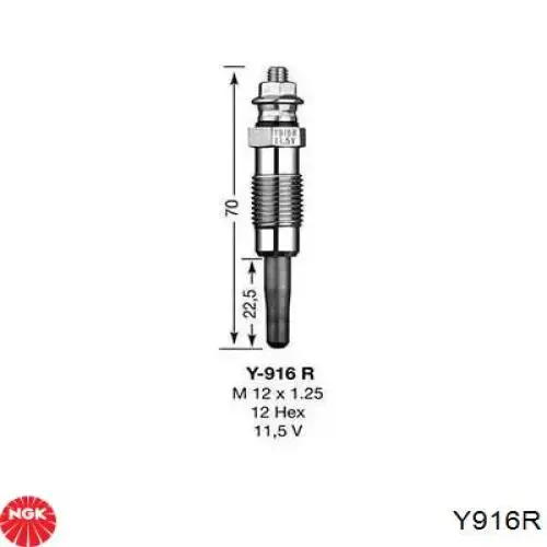Bujía de precalentamiento Y916R NGK