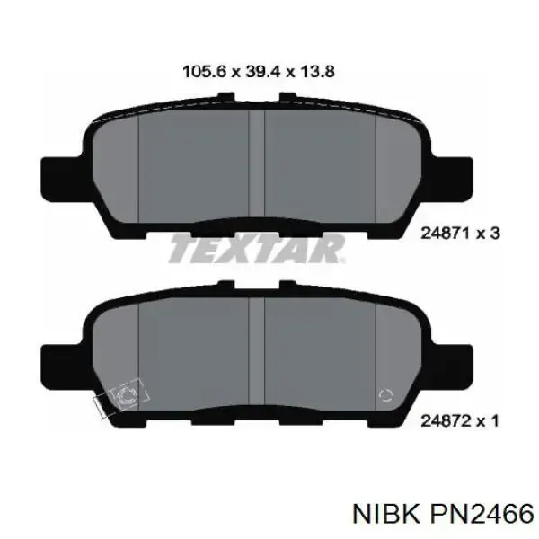 Pastillas de freno traseras PN2466 Nibk