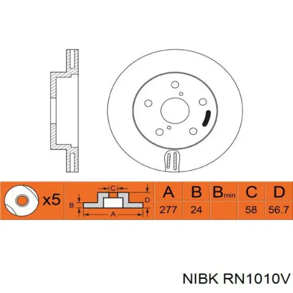 Disco de freno RN1010V Nibk