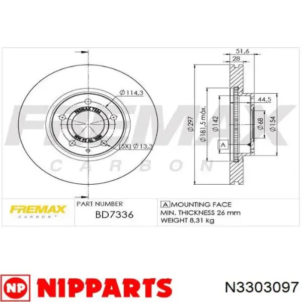 Freno de disco delantero Mazda CX-5 1 KE, GH