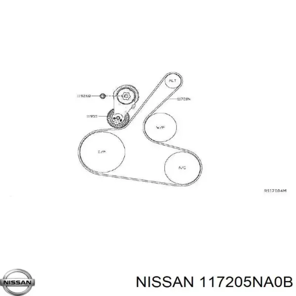 Correa de alternador 117205NA0B Nissan/Infiniti