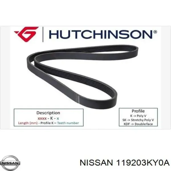 Correa de alternador 119203KY0A Nissan/Infiniti