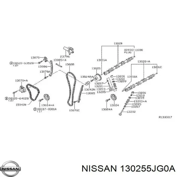 Rueda dentada del árbol de levas de admisión 130255JG0A Nissan/Infiniti