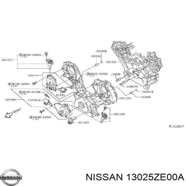 Piñón del árbol de levas 13025ZE00A Nissan/Infiniti
