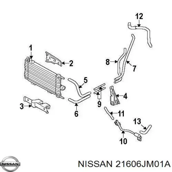 Radiador de refrigeración de la transmisión 21606JM01A Nissan/Infiniti