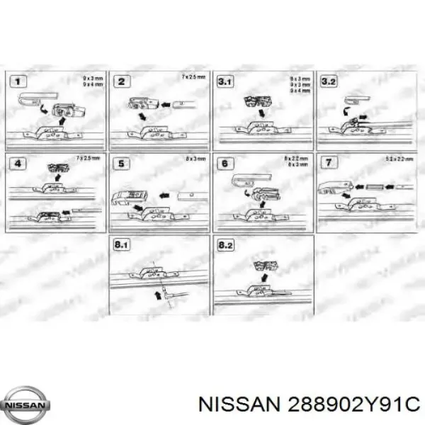 Escobilla del limpiaparabrisas del lado del pasajero 288902Y91C Nissan/Infiniti
