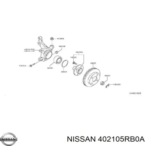 Cojinete exterior de rueda delantera/trasera 402105RB0A Nissan/Infiniti