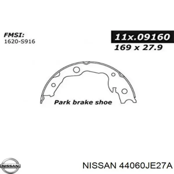 Juego de zapatas de frenos, freno de estacionamiento Nissan Qashqai 1 J10