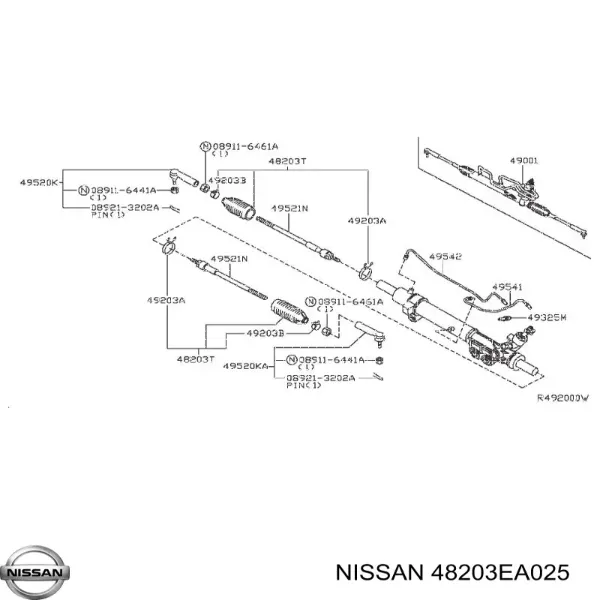 Comprar 48203EA025 Nissan/Infiniti Plumero de dirección