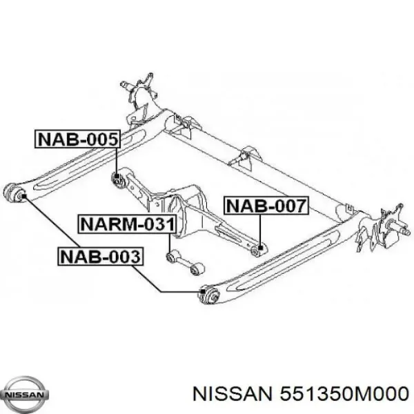 Buje del brazo transversal trasero 551350M000 Nissan/Infiniti
