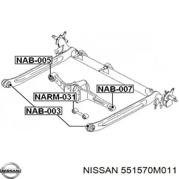Buje del brazo transversal trasero 551570M011 Nissan/Infiniti