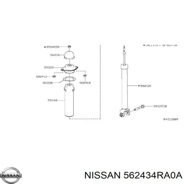 Buje de barra estabilizadora delantera, juego 562434RA0A Nissan/Infiniti