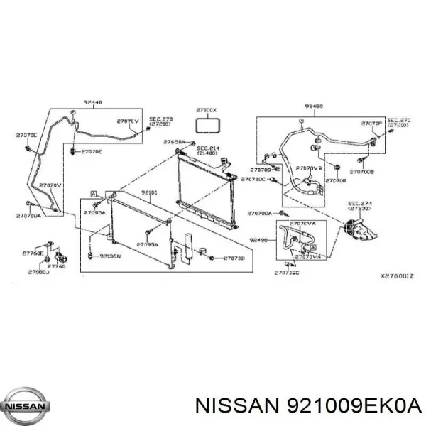 Condensador aire acondicionado 921009EK0A Nissan/Infiniti