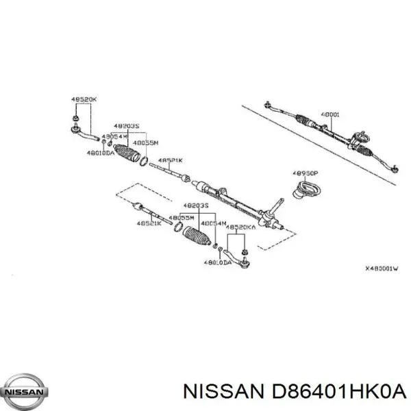 Rótula barra de dirección D86401HK0A Nissan/Infiniti