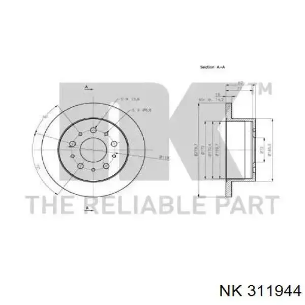 Disco de freno trasero Fiat Ducato 3 250