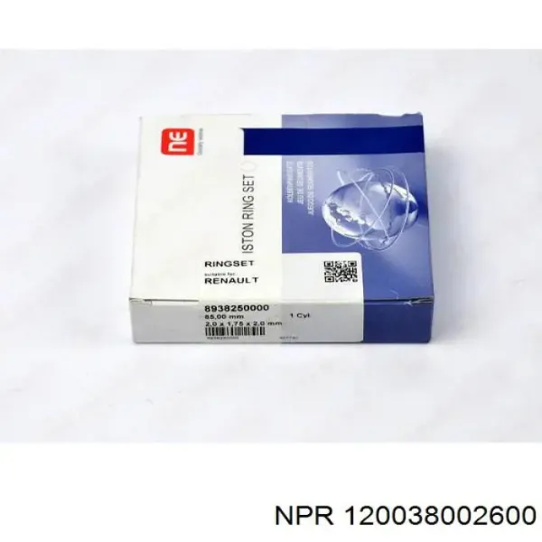 Aros de pistón para 1 cilindro, STD 120038002600 NE/NPR