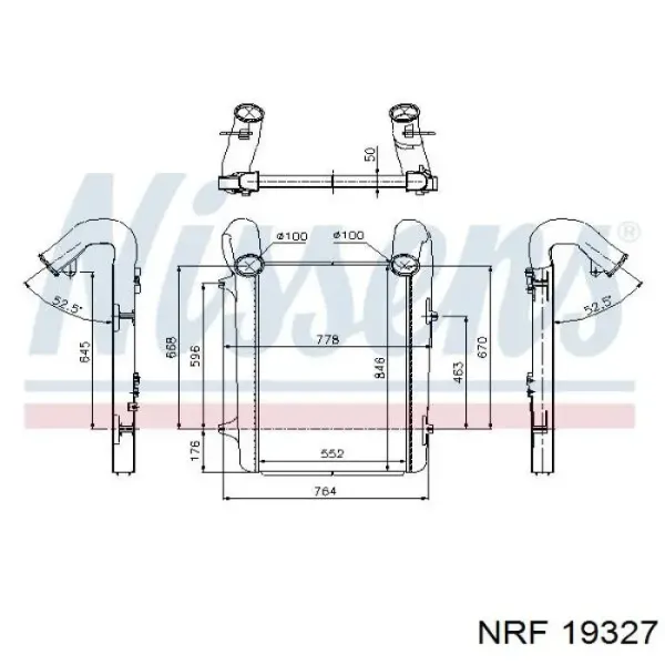 Núcleo del radiador intercooler 19327 NRF