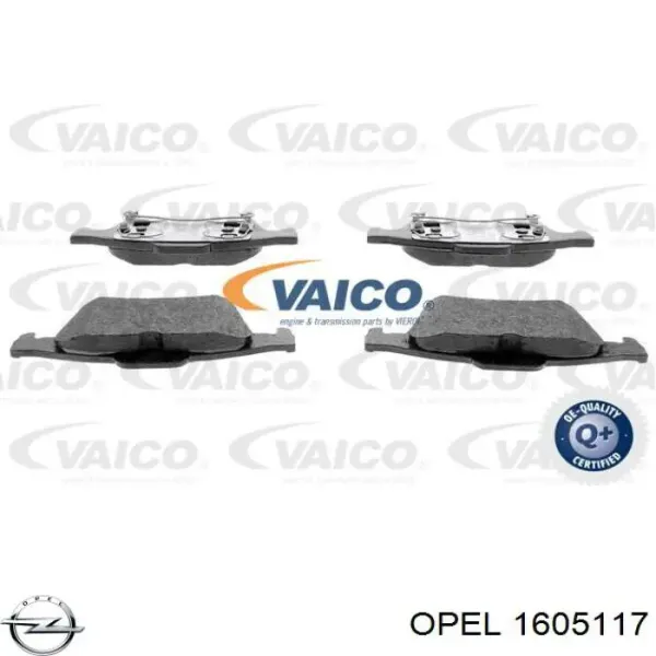 Pastillas de freno traseras 1605117 Opel