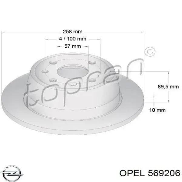 Disco de freno trasero Opel Astra 51, 52, F35, M35