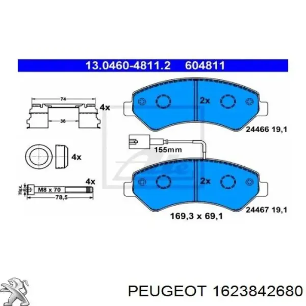 Pastillas de freno 1623842680 Peugeot/Citroen
