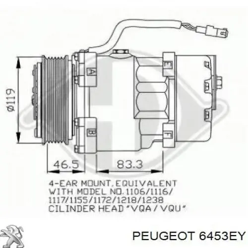 Compresor de aire acondicionado Peugeot 206 2A/C