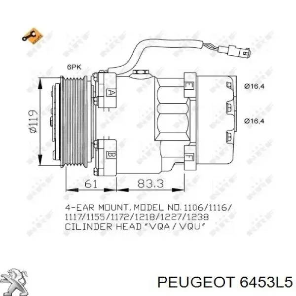 Compresor de aire acondicionado Peugeot 206 2A/C