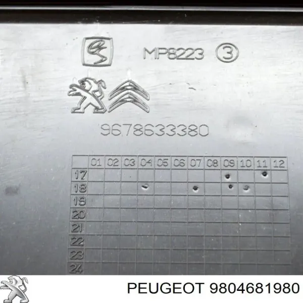 Carcasa de la caja de fusibles 9804681980 Peugeot/Citroen
