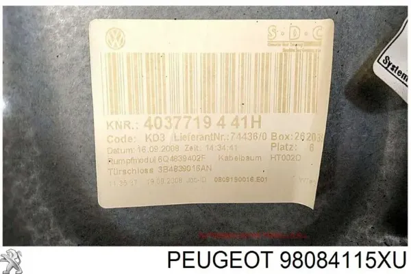 Módulo de interruptores del volante 98084115XU Peugeot/Citroen