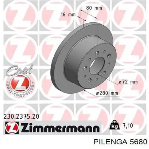 Disco de freno trasero Fiat Ducato 3 250