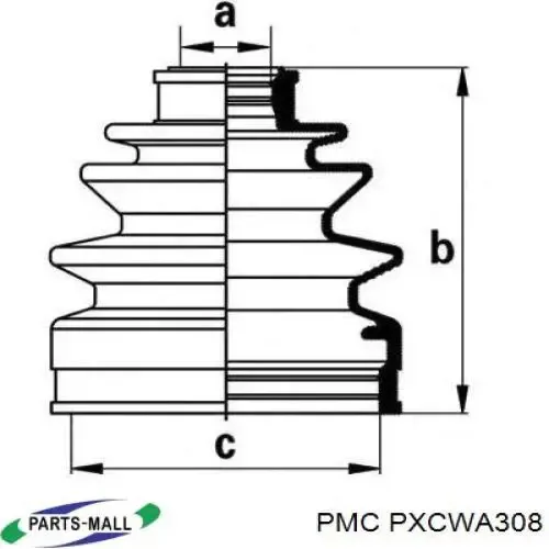 Fuelle exterior derecho de junta homocinética PXCWA308 Parts-Mall