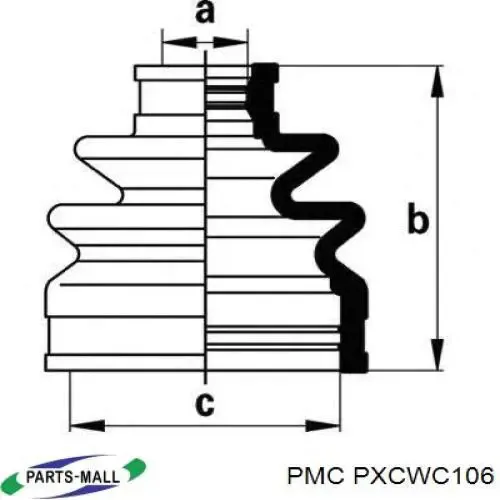 Fuelle de semieje delantero interior PXCWC106 Parts-Mall