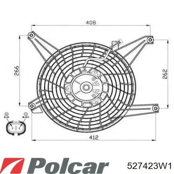 Difusor del radiador del aire acondicionado con ventilador y motor 527423W1 Polcar