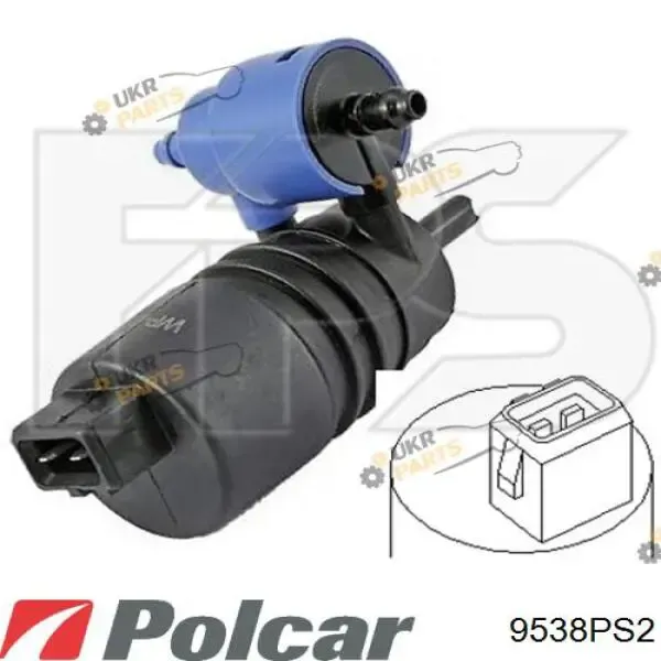 Bomba de agua limpiaparabrisas, delantera 9538PS2 Polcar
