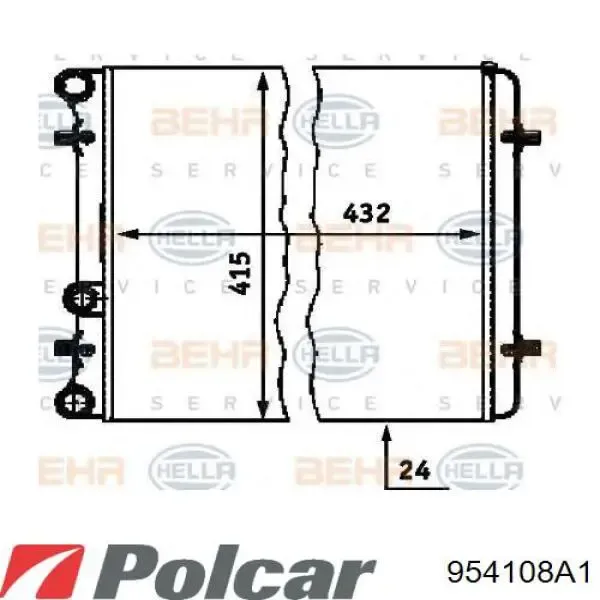 Radiador 954108A1 Polcar