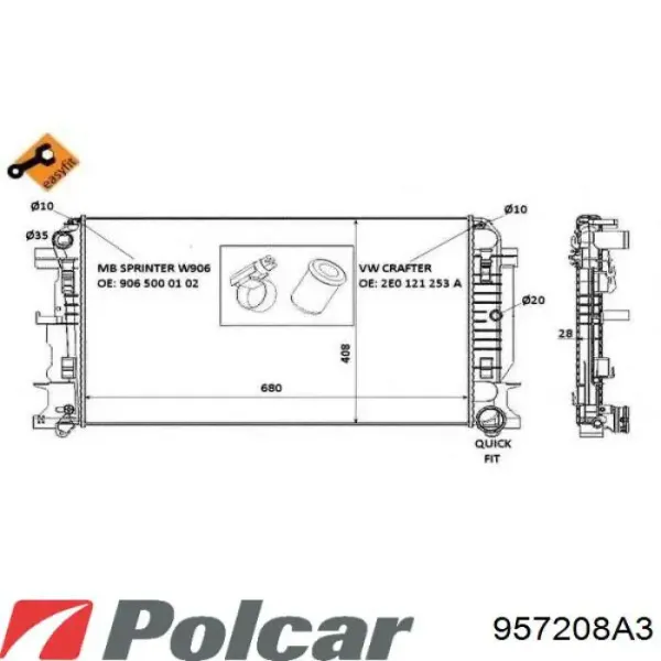 Radiador 957208A3 Polcar