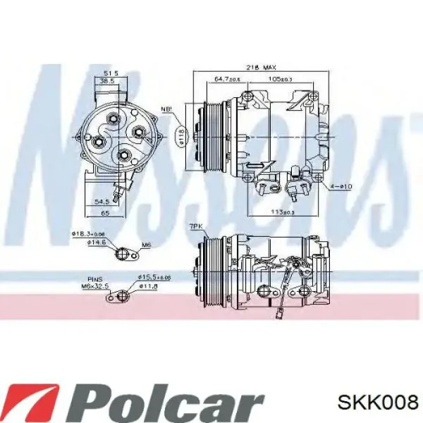 Compresor de aire acondicionado SKK008 Polcar