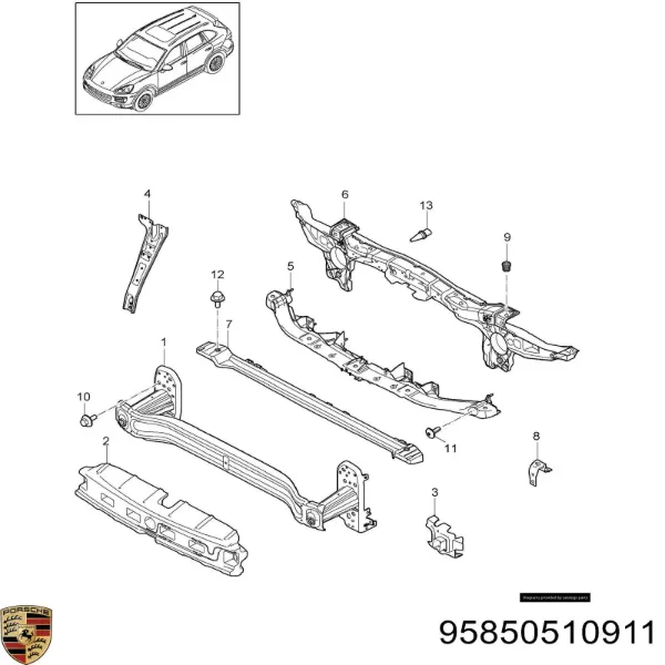 Refuerzo parachoque delantero Porsche Cayenne II