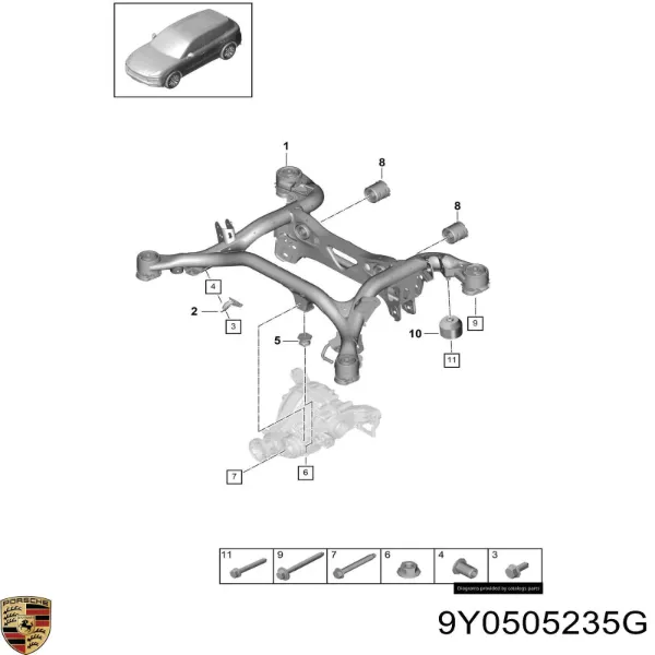 Puente trasero Porsche Cayenne 9YA