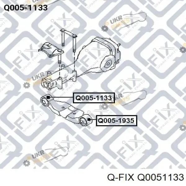 Buje de la traviesa de montaje del diferencial trasero derecho Q0051133 Q-fix