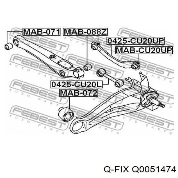 Buje exterior del brazo transversal trasero Q0051474 Q-fix