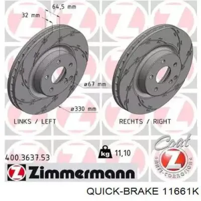 Tornillo de disco de freno QUICK BRAKE 11661K