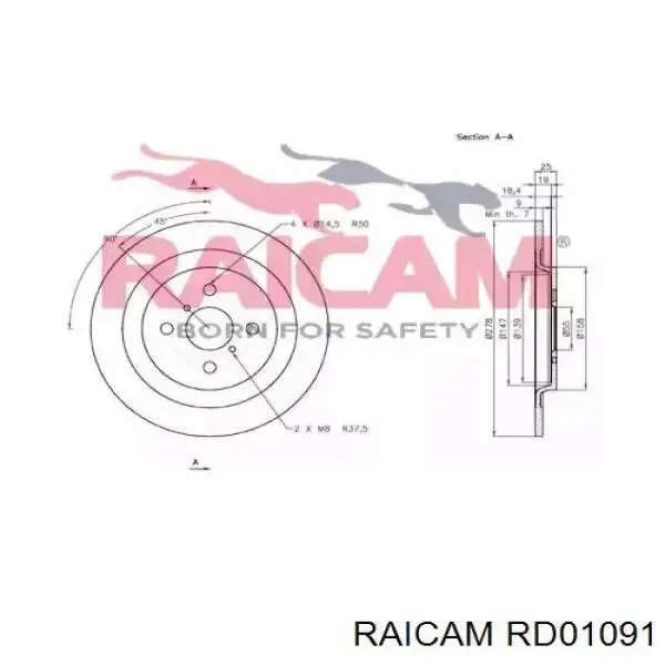 Disco de freno trasero Toyota Yaris P13