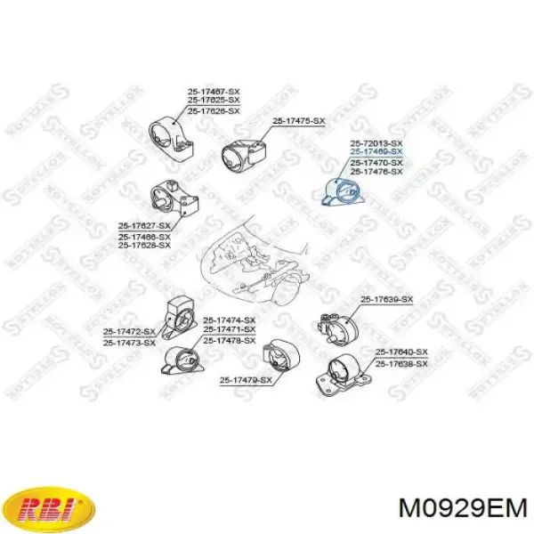 Soporte de motor trasero M0929EM RBI
