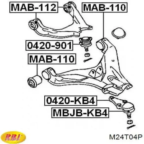 Buje del brazo de suspensión delantero superior M24T04P RBI