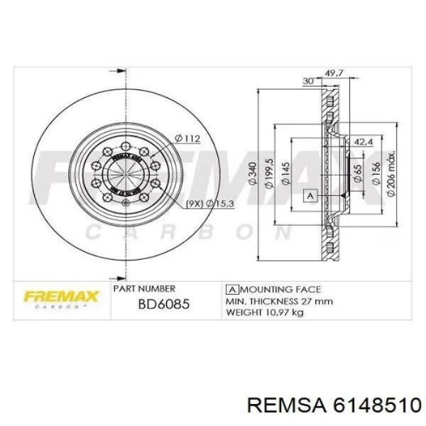 Freno de disco delantero Volkswagen Golf 8 CD1, DA1