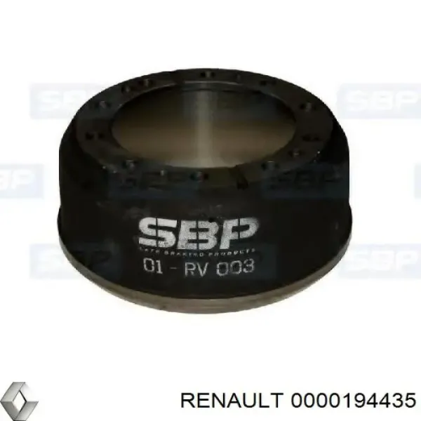 Tambor de freno trasero 0000194435 Renault (RVI)