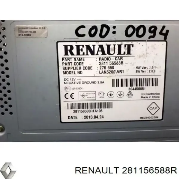 Radio 281156588R Renault (RVI)