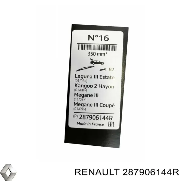Limpiaparabrisas de luna trasera Renault (RVI) 287906144R precio, desde