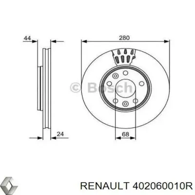 Freno de disco delantero RENAULT 402060010R