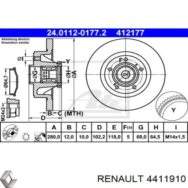 Disco de freno trasero Renault Trafic 2 FL